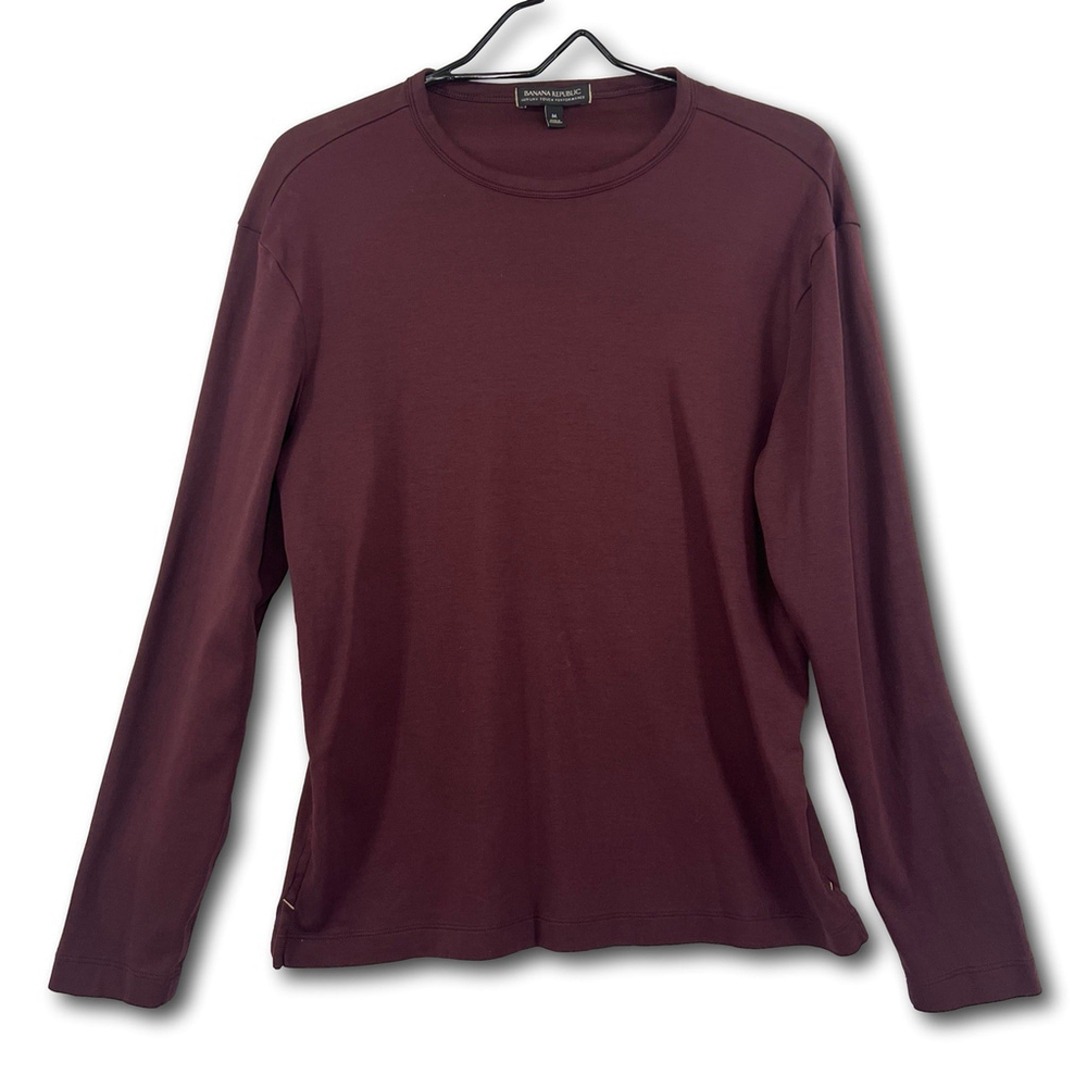 Banana Republic Mens Luxe Touch Performance Long Sleeve Burgundy Size M Preppy